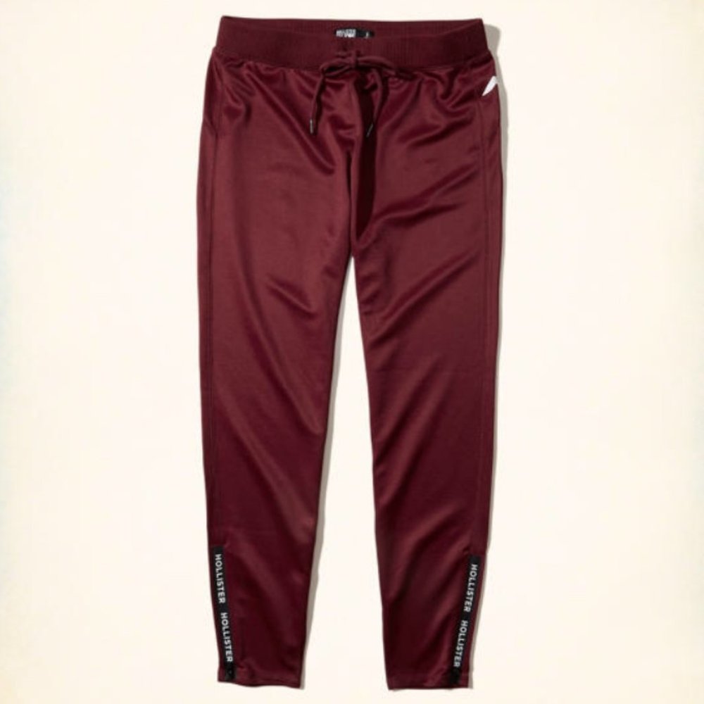 🆕 Hollister burgundy red track zipper jogger pants